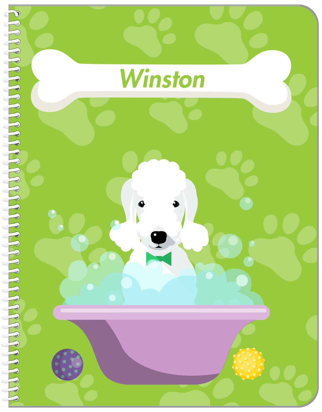 Personalized Dogs Notebook XV - Green Background - Bedlington Terrier - Front View