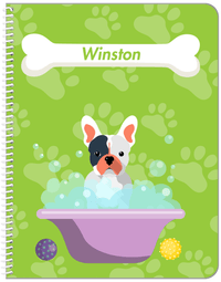 Thumbnail for Personalized Dogs Notebook XV - Green Background - French Bulldog - Front View