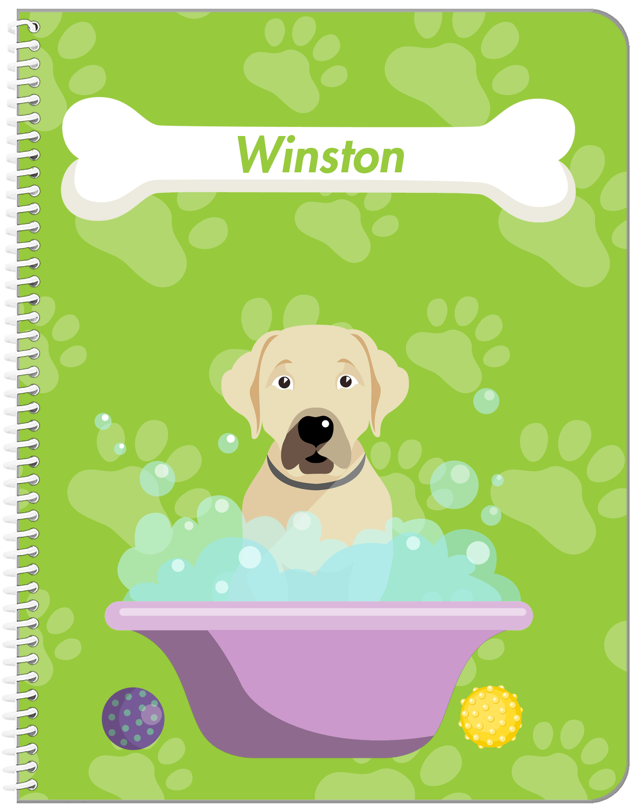 Personalized Dogs Notebook XV - Green Background - Labrador Retriever - Front View