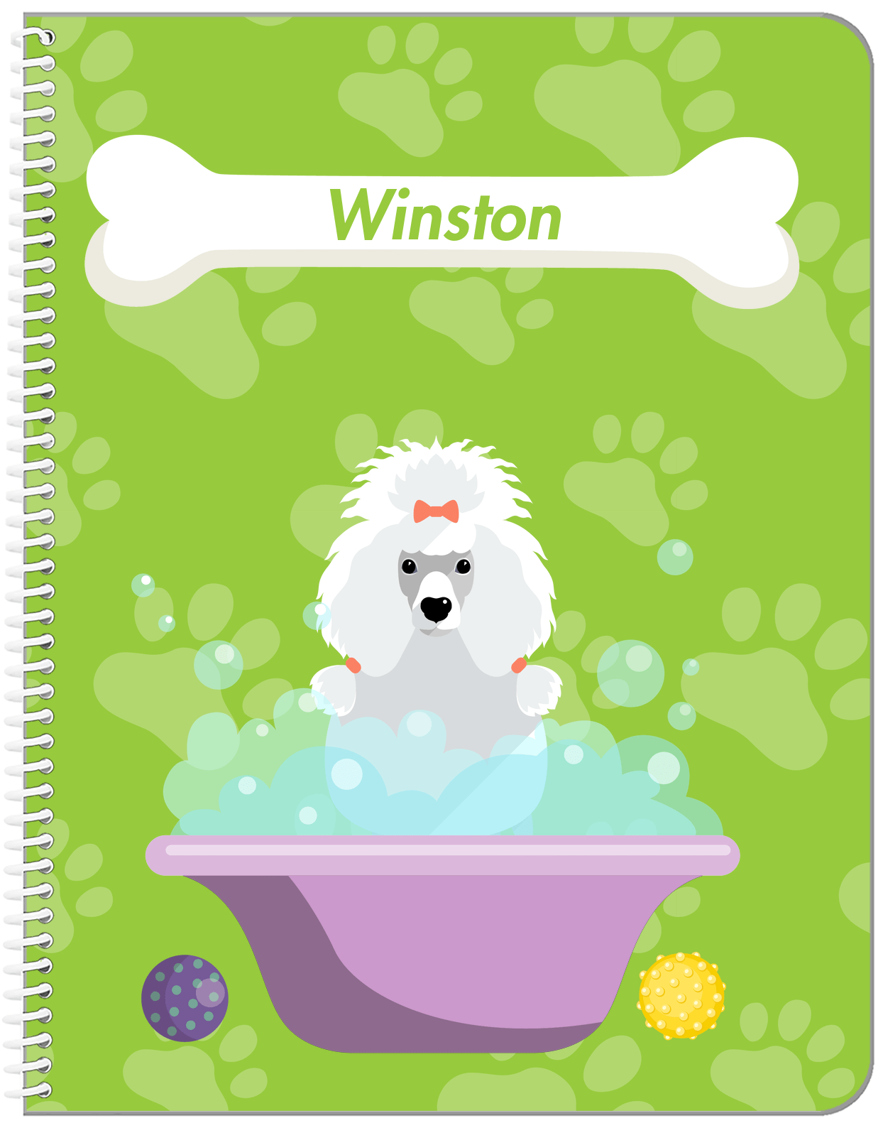 Personalized Dogs Notebook XV - Green Background - Poodle - Front View