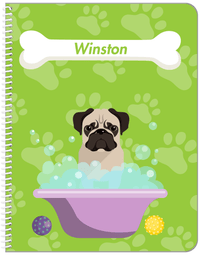 Thumbnail for Personalized Dogs Notebook XV - Green Background - Pug - Front View