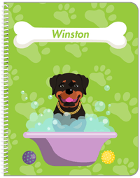 Thumbnail for Personalized Dogs Notebook XV - Green Background - Rottweiler - Front View