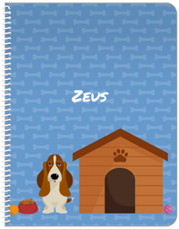 Thumbnail for Personalized Dogs Notebook XVI - Blue Background - Basset Hound - Front View