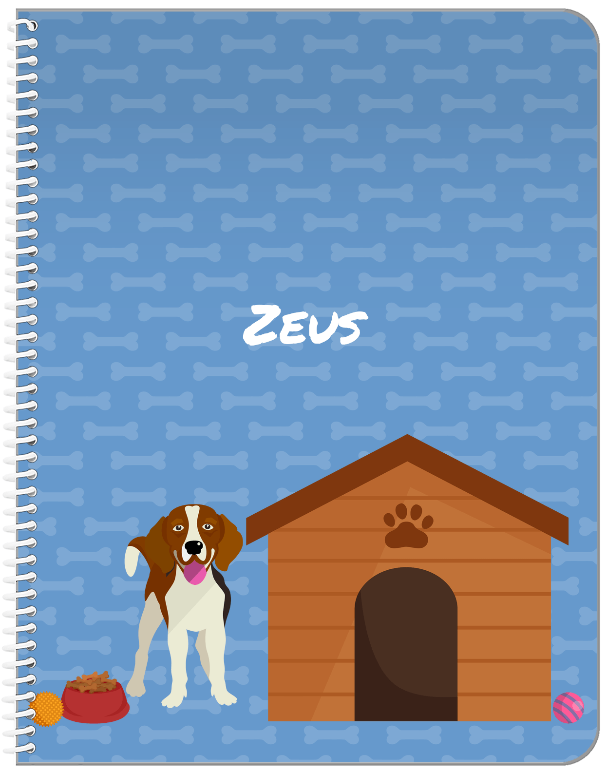 Personalized Dogs Notebook XVI - Blue Background - Beagle - Front View