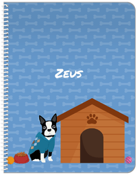 Thumbnail for Personalized Dogs Notebook XVI - Blue Background - Boston Terrier - Front View