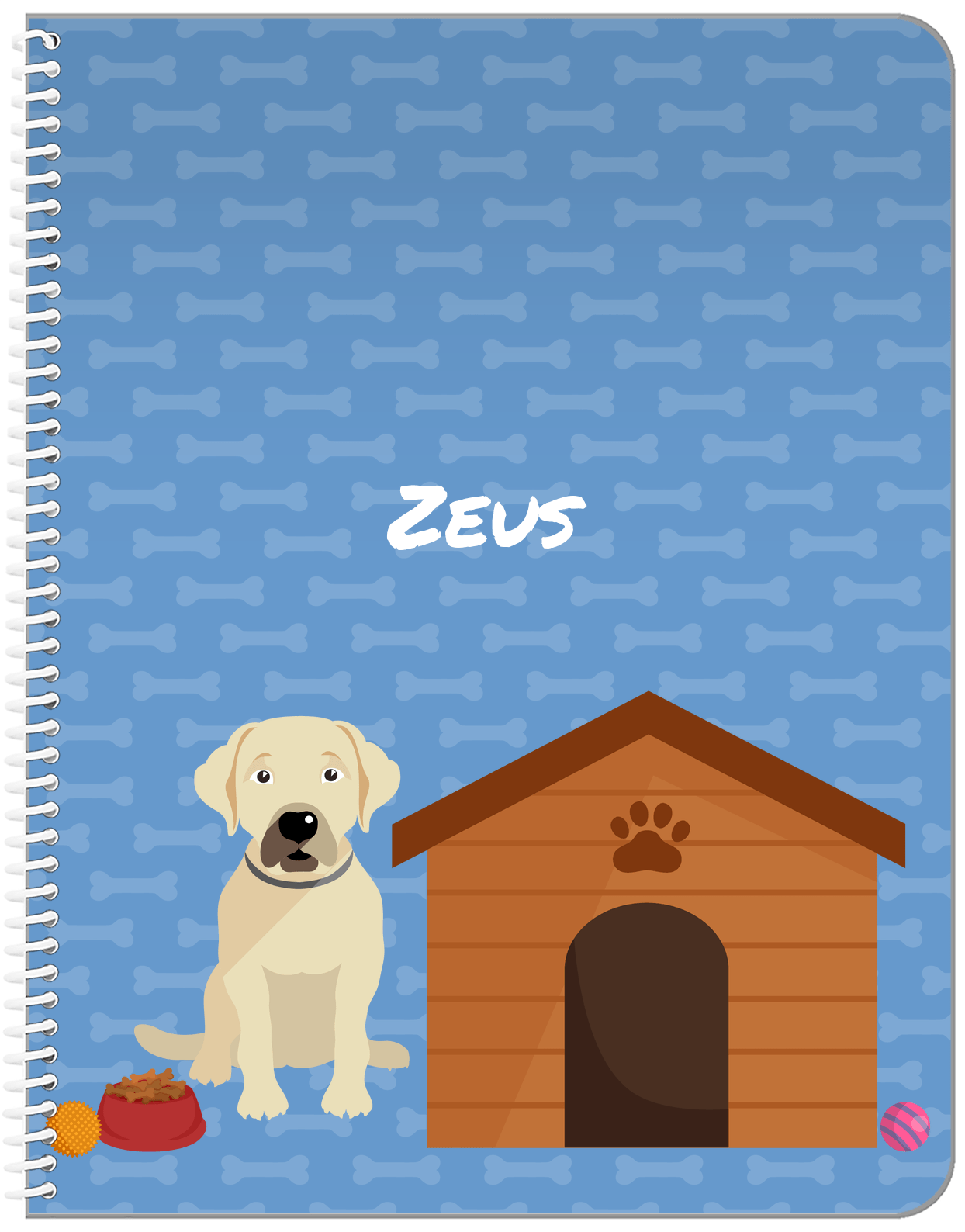 Personalized Dogs Notebook XVI - Blue Background - Labrador Retriever - Front View