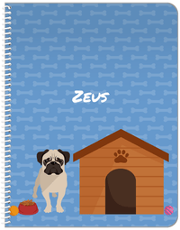 Thumbnail for Personalized Dogs Notebook XVI - Blue Background - Pug - Front View
