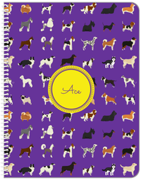 Thumbnail for Personalized Dogs Notebook XVII - Purple Background - Circle Nameplate - Front View