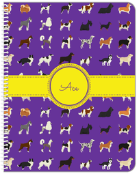 Thumbnail for Personalized Dogs Notebook XVII - Purple Background - Circle Ribbon Nameplate - Front View