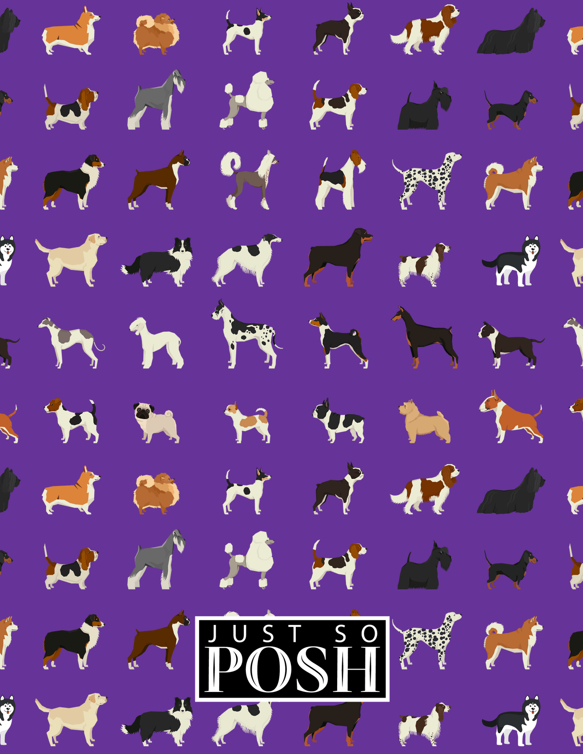 Personalized Dogs Notebook XVII - Purple Background - Decorative Rectangle Nameplate - Back View