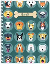 Thumbnail for Personalized Dogs Notebook XVIII - Teal Background - Front View
