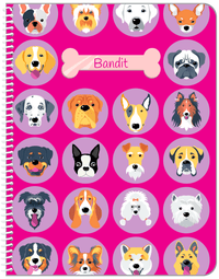 Thumbnail for Personalized Dogs Notebook XVIII - Pink Background - Front View