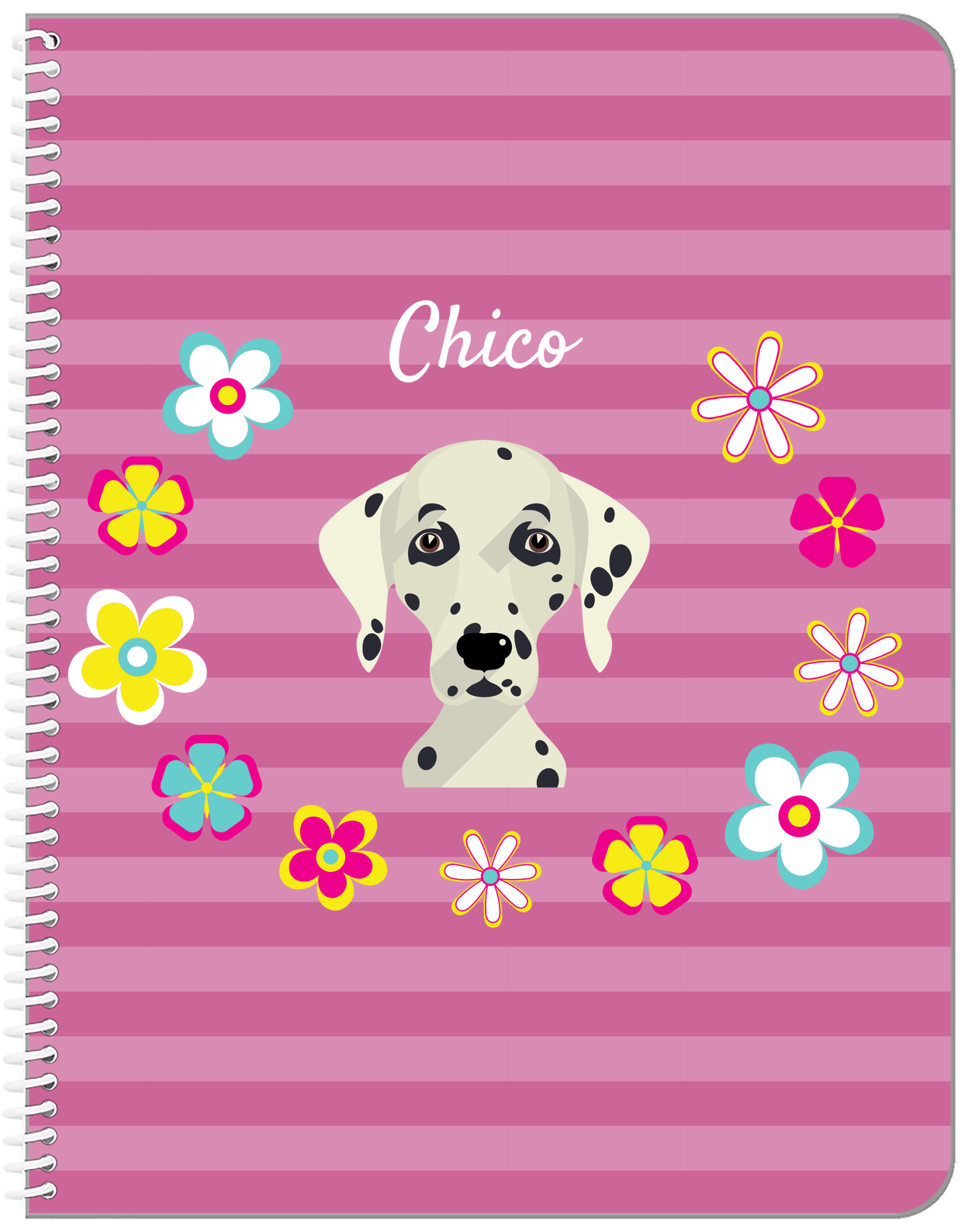 Personalized Dogs Notebook XIX - Pink Background - Dalmatian - Front View
