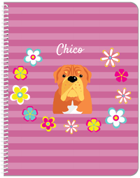 Thumbnail for Personalized Dogs Notebook XIX - Pink Background - Bulldog - Front View