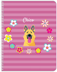 Thumbnail for Personalized Dogs Notebook XIX - Pink Background - German Shepherd - Front View