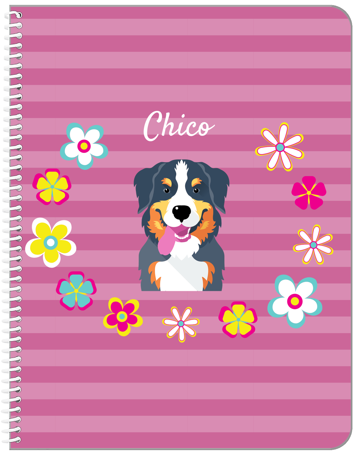 Personalized Dogs Notebook XIX - Pink Background - Saint Bernard - Front View