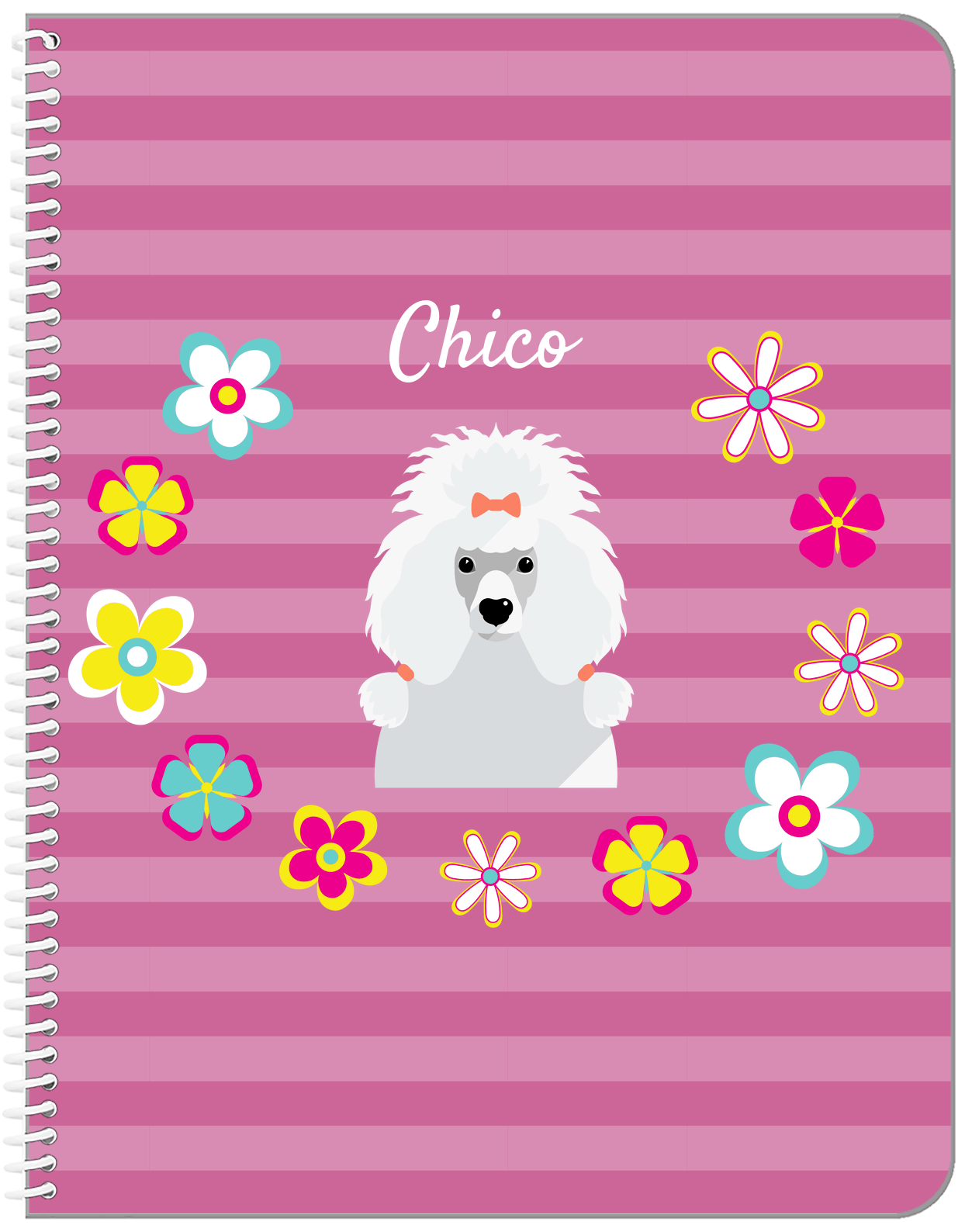 Personalized Dogs Notebook XIX - Pink Background - Poodle - Front View