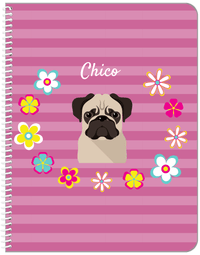 Thumbnail for Personalized Dogs Notebook XIX - Pink Background - Pug - Front View