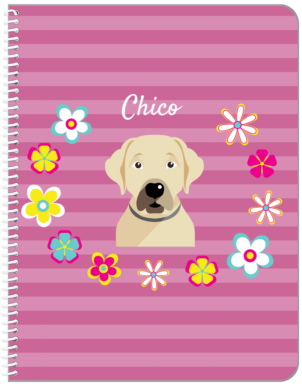 Personalized Dogs Notebook XIX - Pink Background - Labrador Retriever - Front View