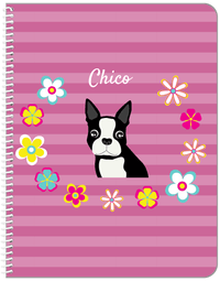 Thumbnail for Personalized Dogs Notebook XIX - Pink Background - Boston Terrier - Front View