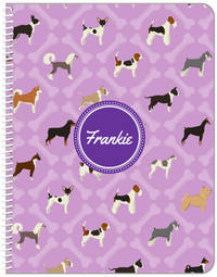 Thumbnail for Personalized Dogs Notebook XXI - Purple Background - Circle Nameplate - Front View