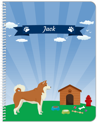 Thumbnail for Personalized Dogs Notebook XXII - Blue Background - Akita Inu - Front View