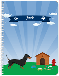 Thumbnail for Personalized Dogs Notebook XXII - Blue Background - Dachshund - Front View