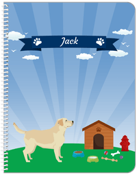 Thumbnail for Personalized Dogs Notebook XXII - Blue Background - Labrador Retriever - Front View