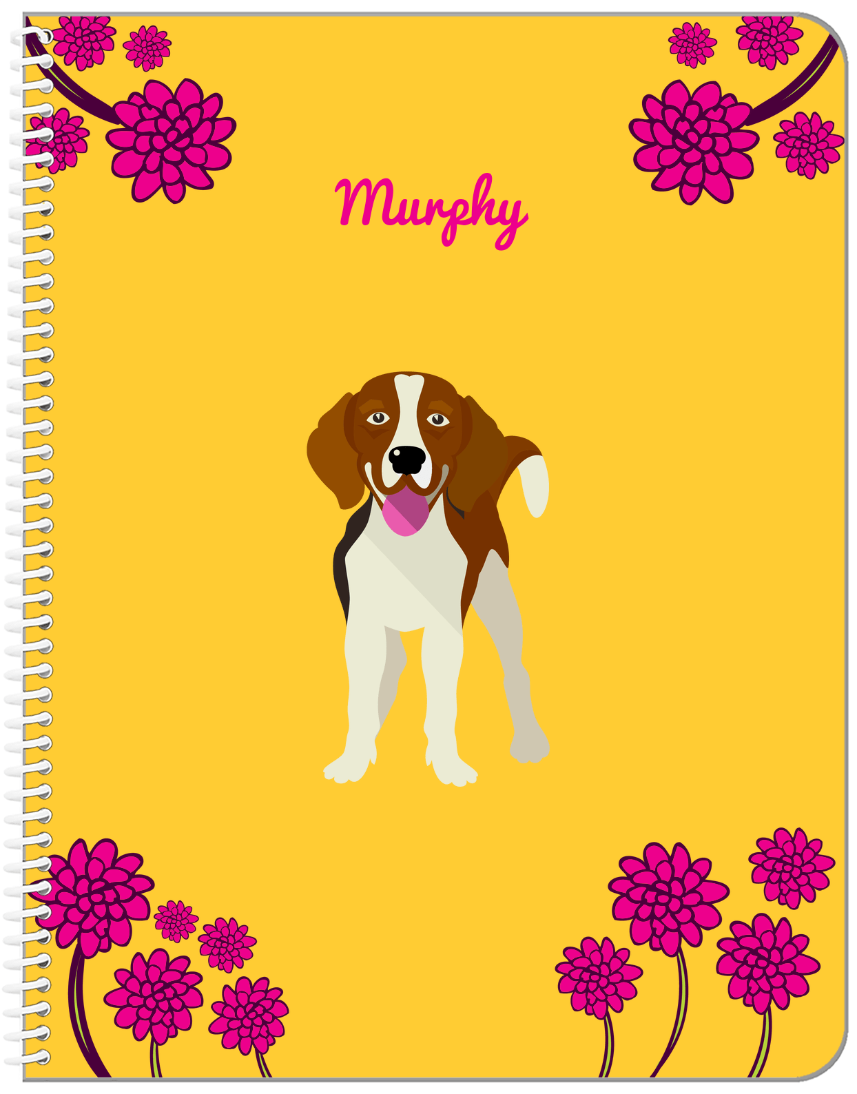 Personalized Dogs Notebook XXIII - Yellow Background - Beagle - Front View