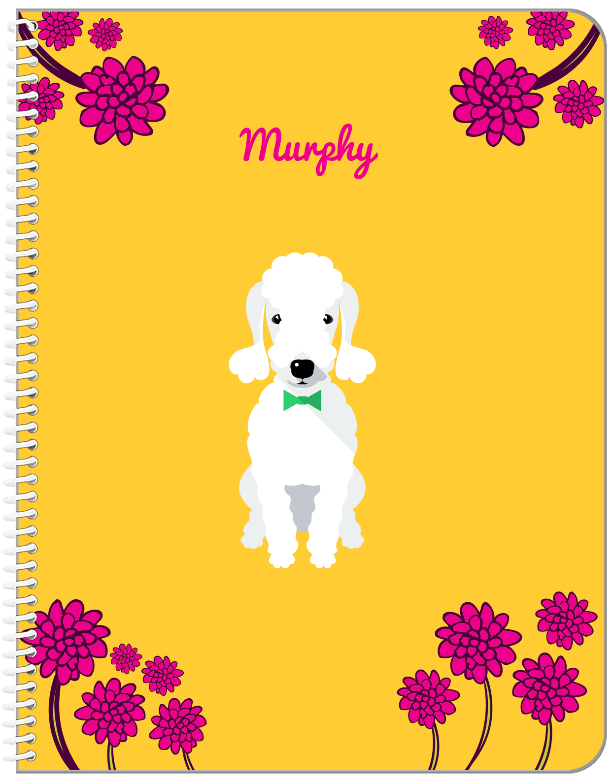 Personalized Dogs Notebook XXIII - Yellow Background - Bedlington Terrier - Front View