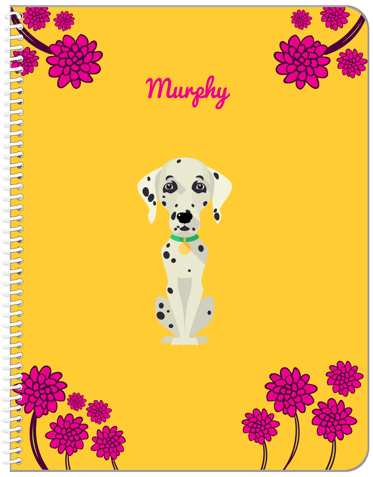 Personalized Dogs Notebook XXIII - Yellow Background - Dalmatian - Front View