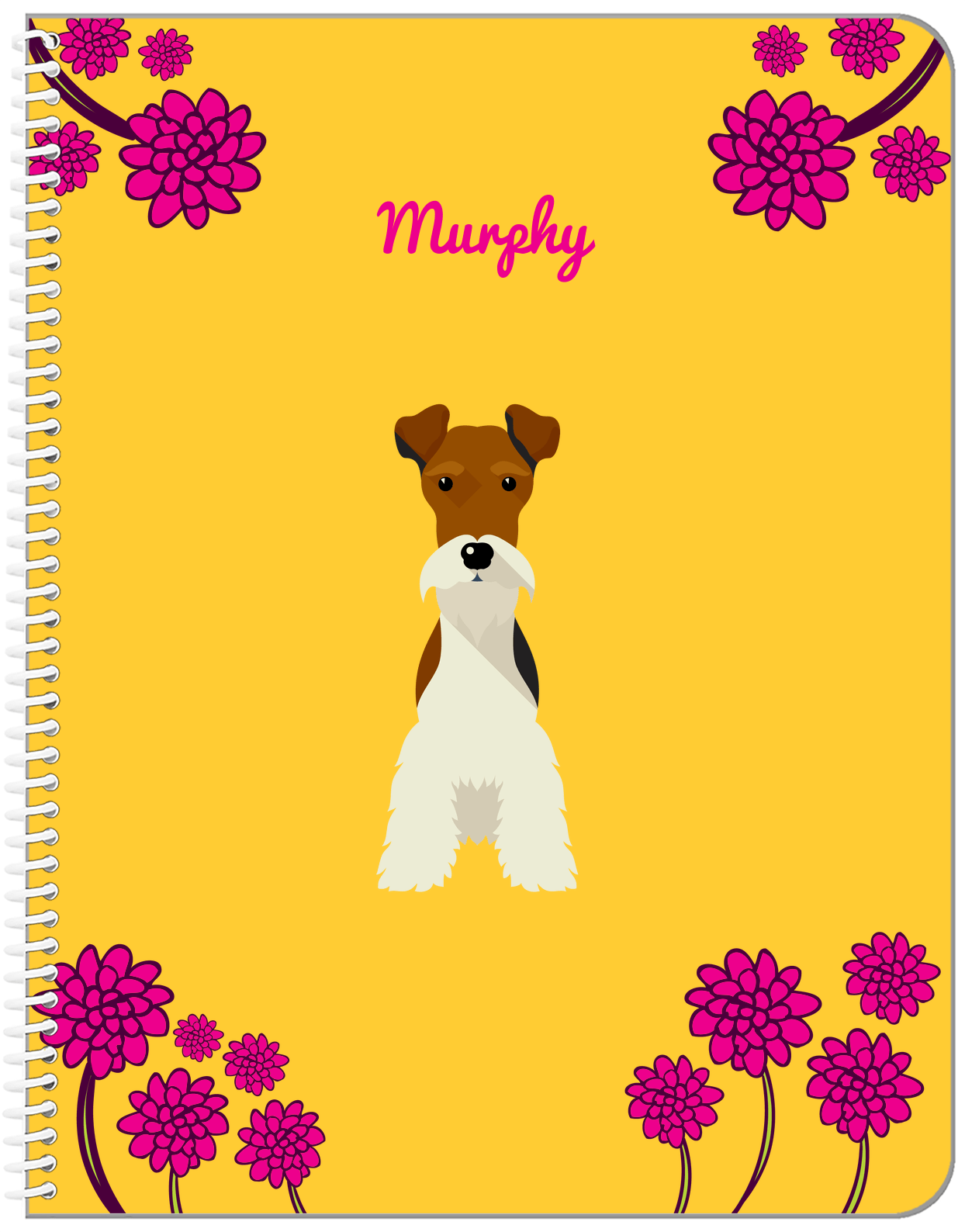 Personalized Dogs Notebook XXIII - Yellow Background - Fox Terrier - Front View