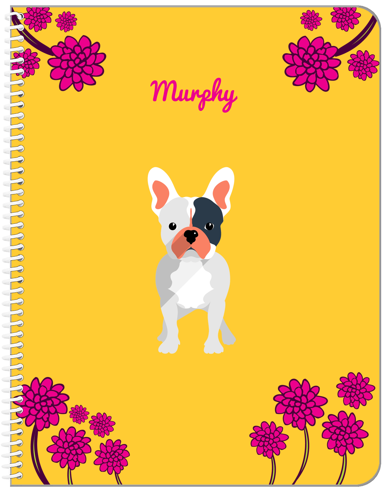 Personalized Dogs Notebook XXIII - Yellow Background - French Bulldog - Front View