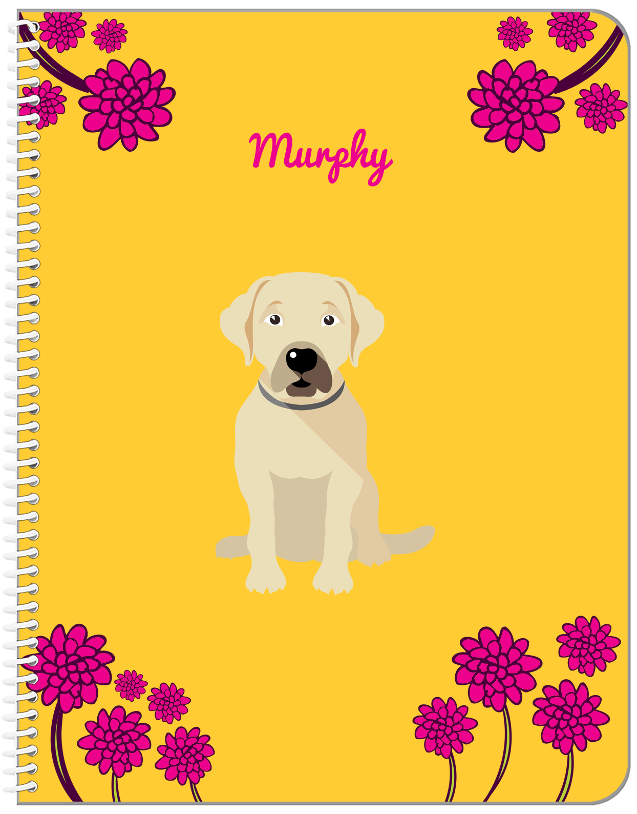 Personalized Dogs Notebook XXIII - Yellow Background - Labrador Retriever - Front View