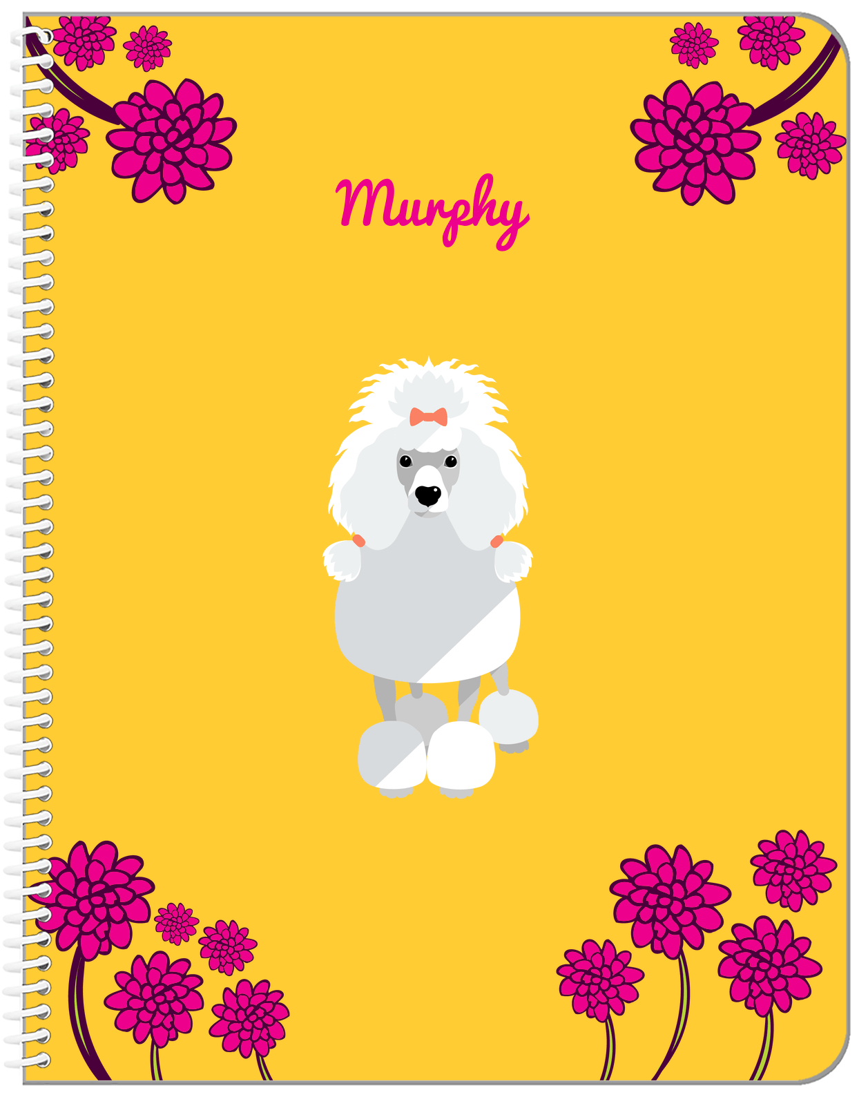 Personalized Dogs Notebook XXIII - Yellow Background - Poodle - Front View