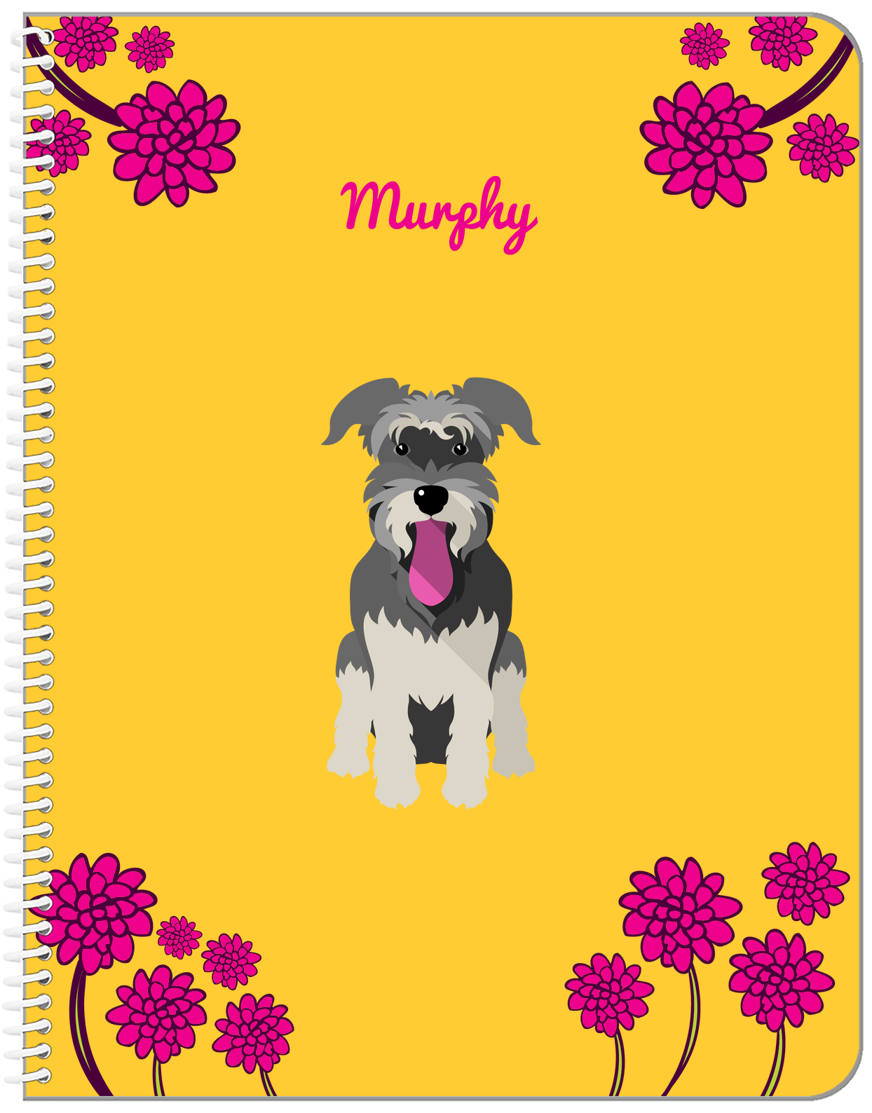 Personalized Dogs Notebook XXIII - Yellow Background - Schnauzer - Front View