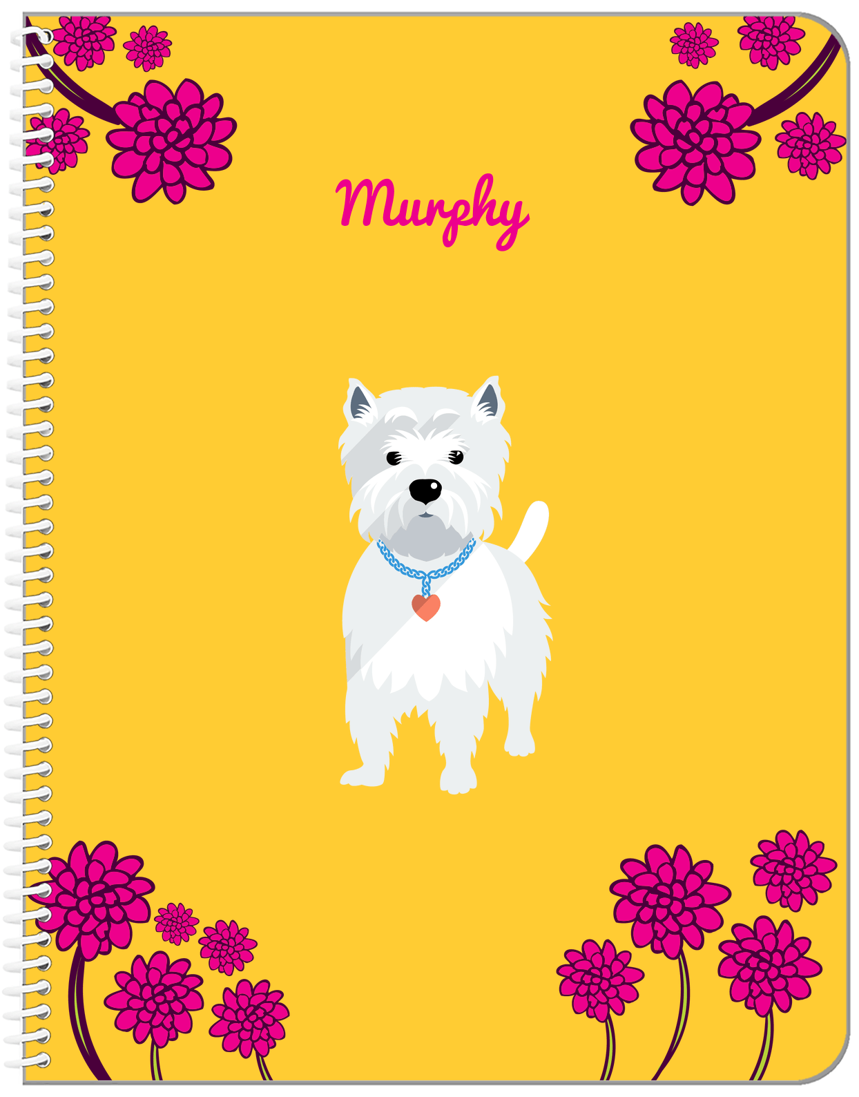 Personalized Dogs Notebook XXIII - Yellow Background - Westie - Front View