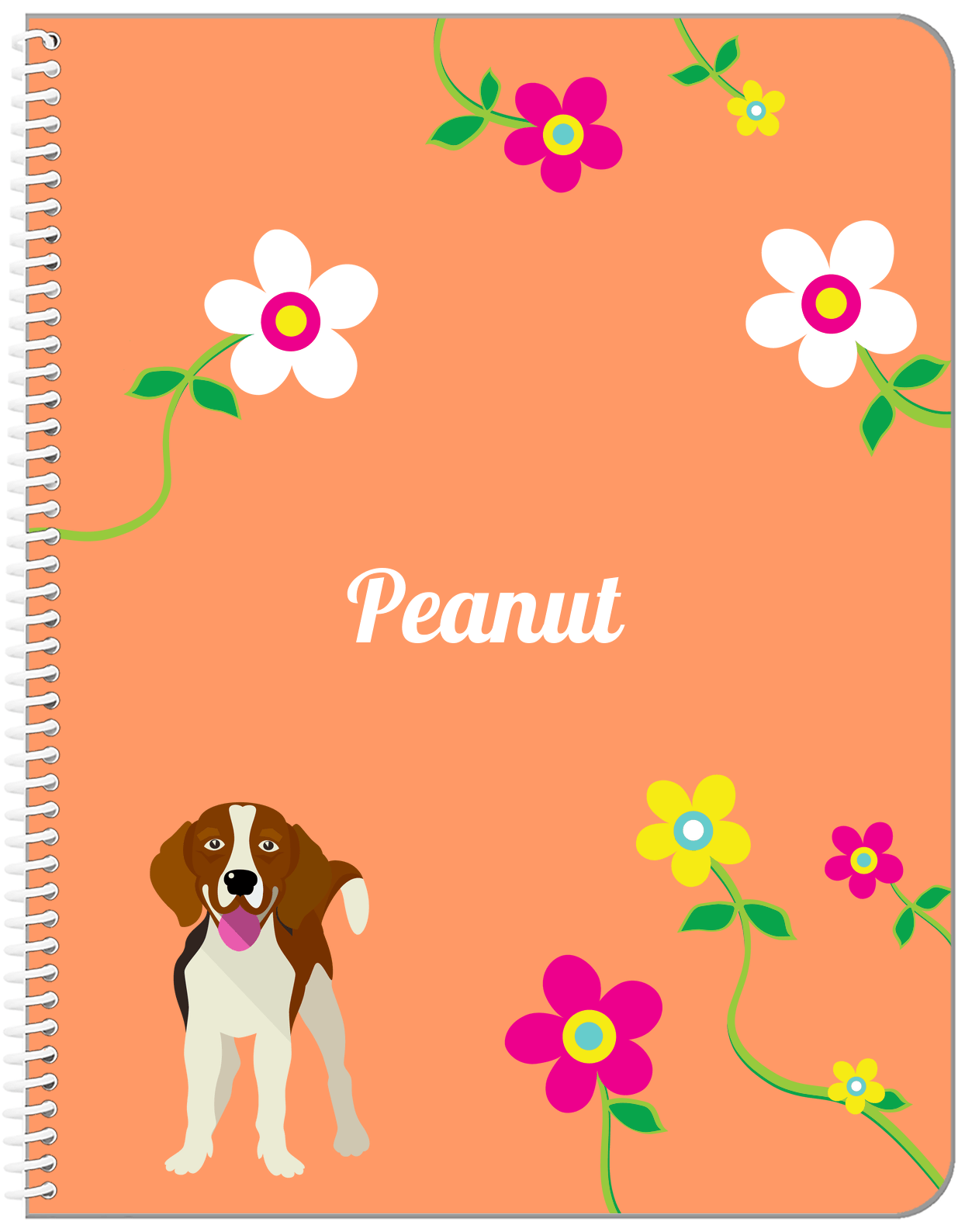 Personalized Dogs Notebook XXV - Orange Background - Beagle - Front View