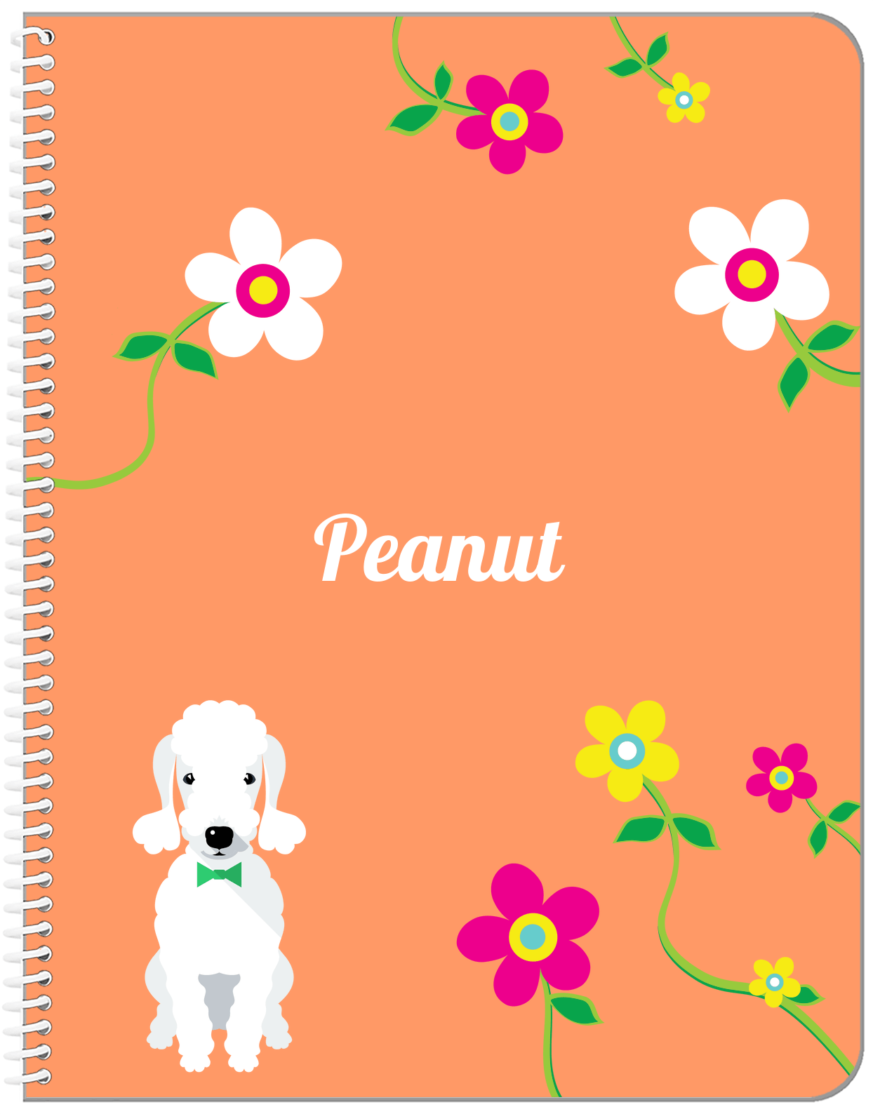 Personalized Dogs Notebook XXV - Orange Background - Bedlington Terrier - Front View