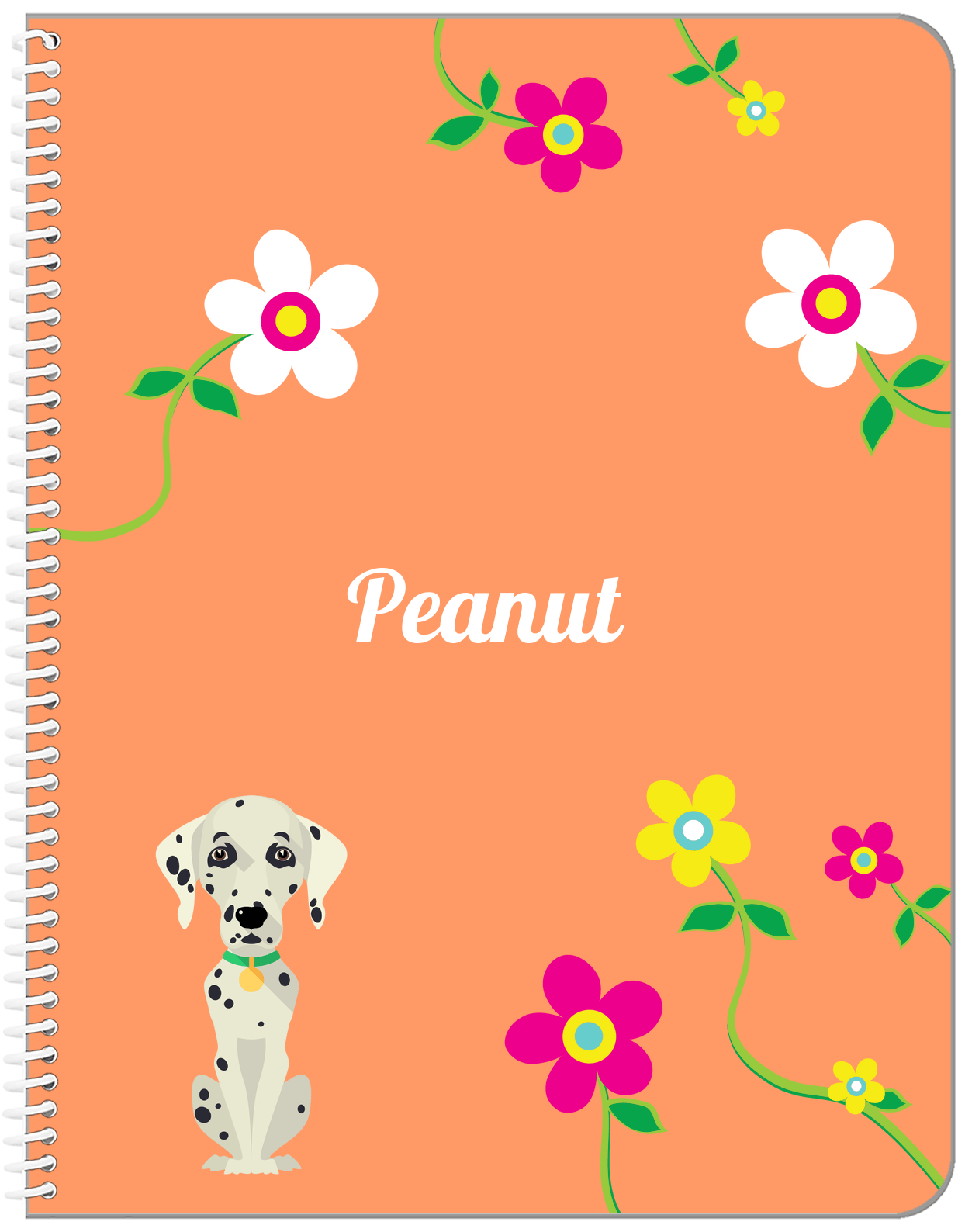 Personalized Dogs Notebook XXV - Orange Background - Dalmatian - Front View