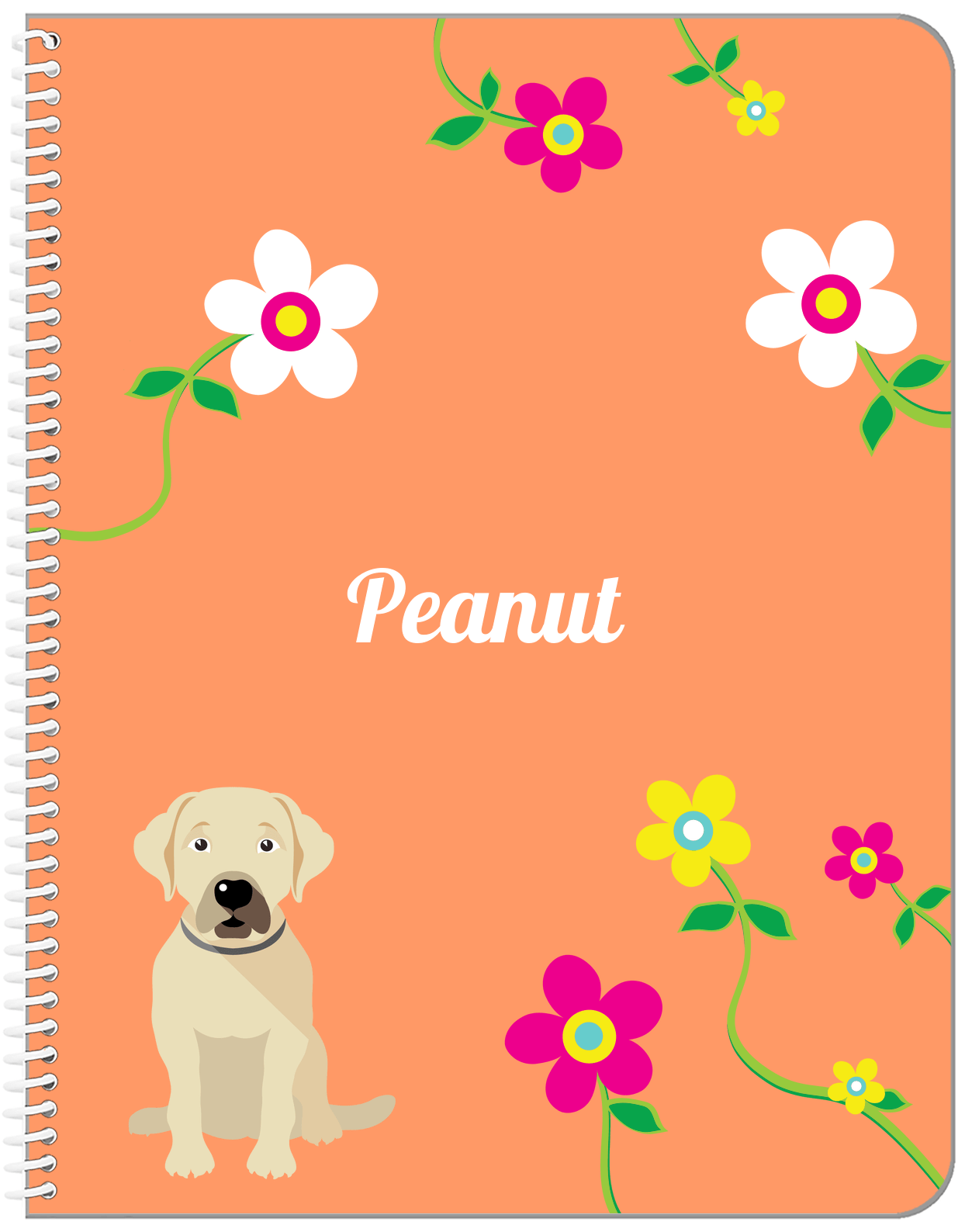 Personalized Dogs Notebook XXV - Orange Background - Labrador Retriever - Front View
