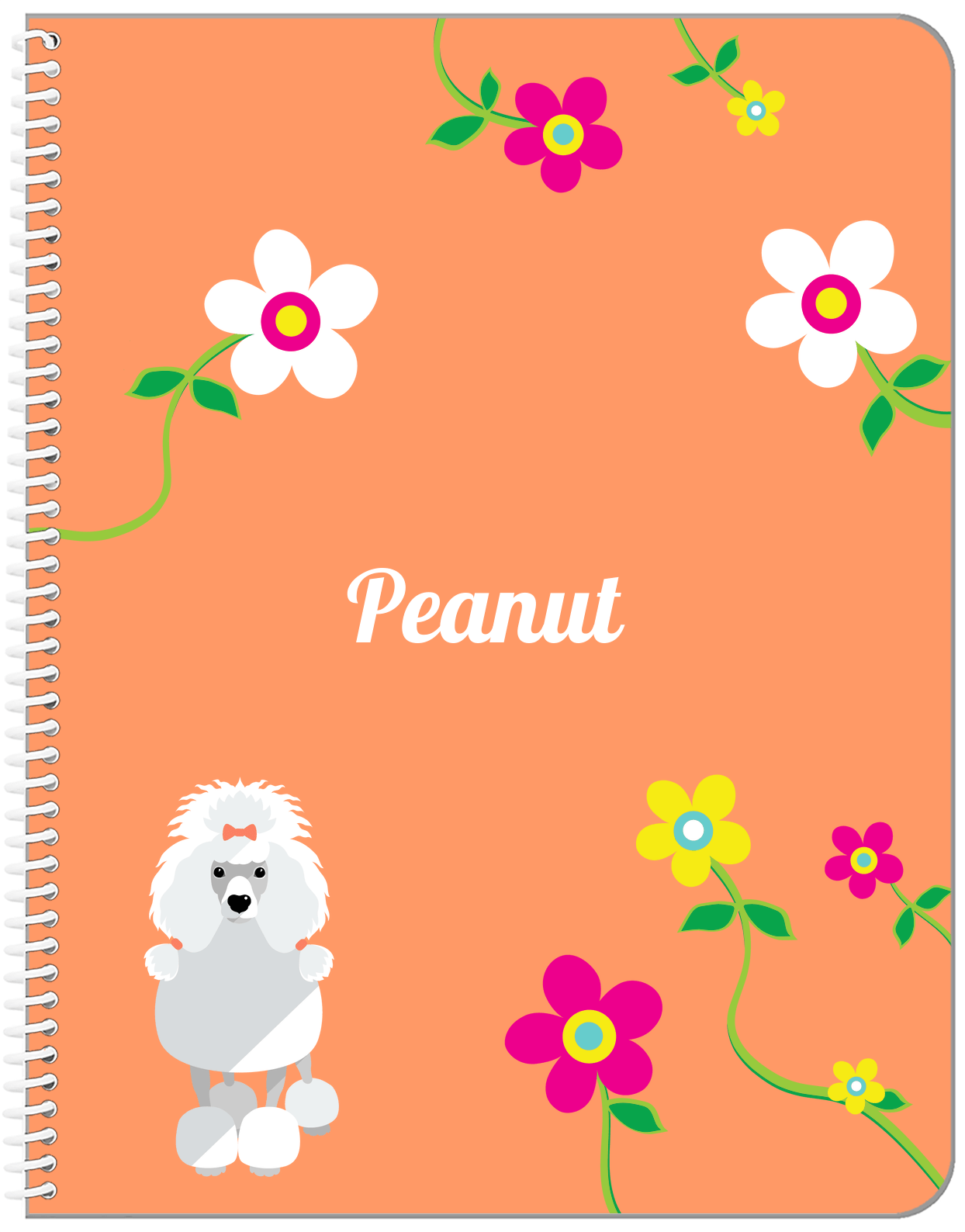 Personalized Dogs Notebook XXV - Orange Background - Poodle - Front View