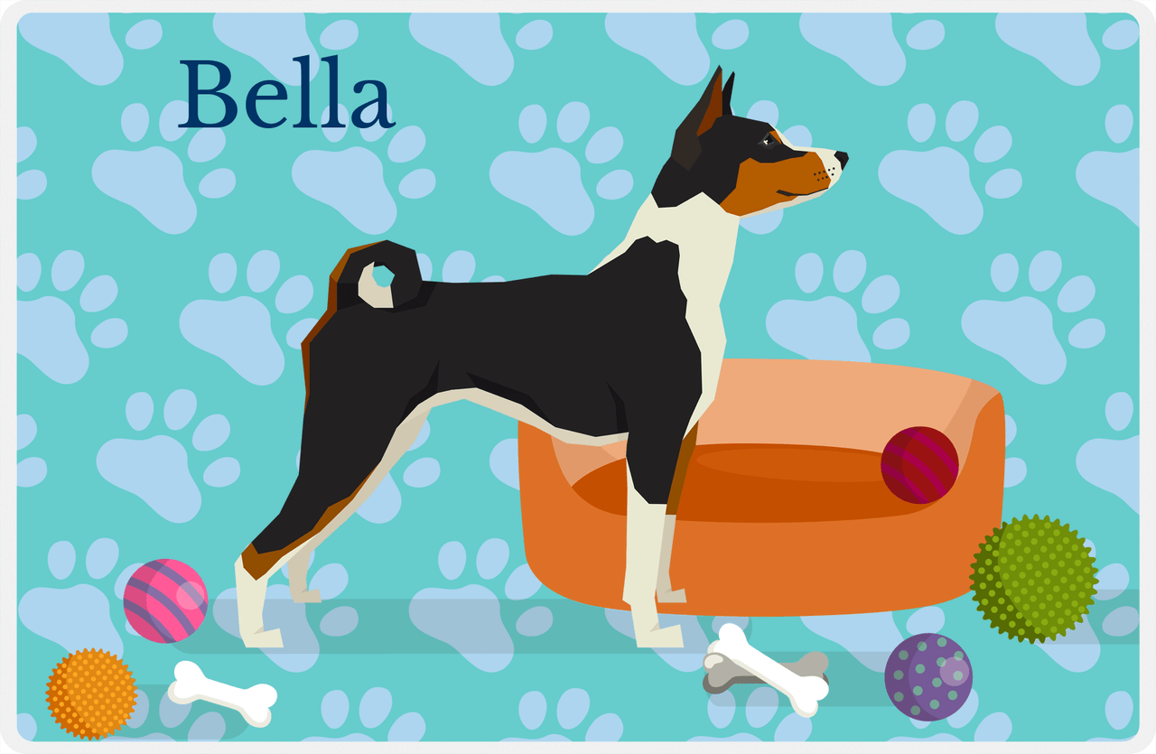 Personalized Dogs Placemat I - Basenji - Teal Background -  View