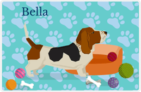 Thumbnail for Personalized Dogs Placemat I - Basset Hound - Teal Background -  View
