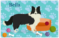 Thumbnail for Personalized Dogs Placemat I - Border Collie - Teal Background -  View