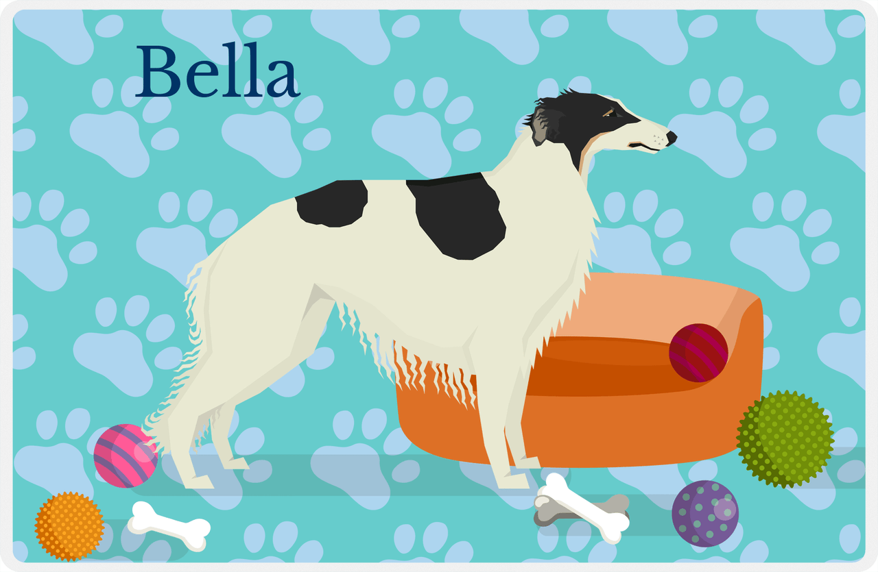 Personalized Dogs Placemat I - Borzoi - Teal Background -  View