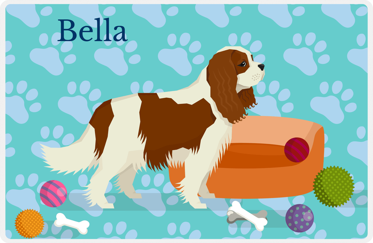 Personalized Dogs Placemat I - Cavalier King Charles - Teal Background -  View