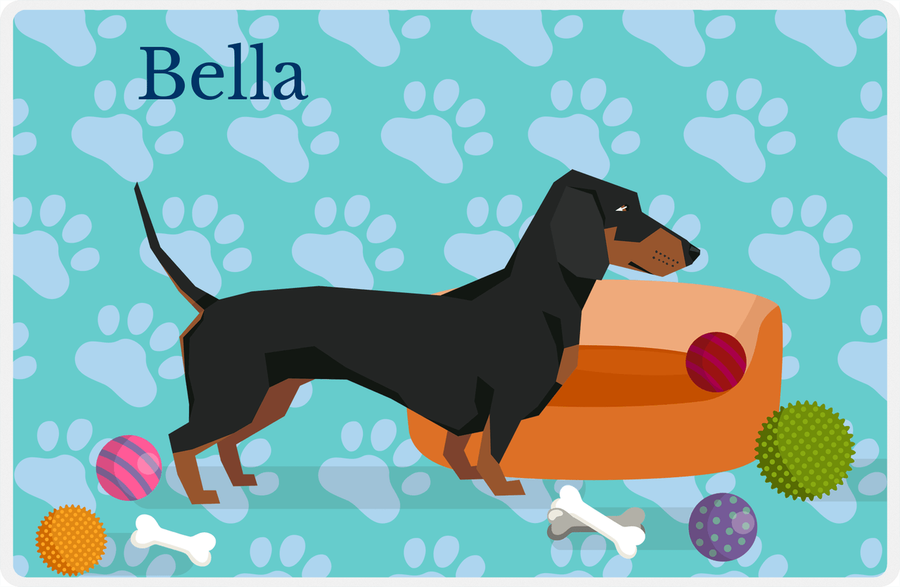 Personalized Dogs Placemat I - Dachshund - Teal Background -  View