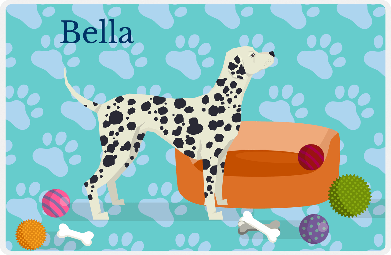 Personalized Dogs Placemat I - Dalmatian - Teal Background -  View