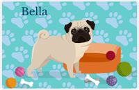 Thumbnail for Personalized Dogs Placemat I - Pug - Teal Background -  View